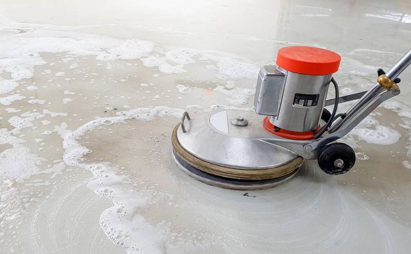 cleaning stained concrete basement floor